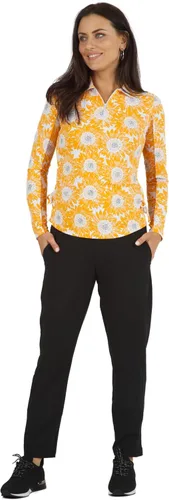 Vista 6 de IBKUL Athleisure Wear - Polo de manga larga con protección solar UPF 50+ Icefil Cooling Tech Ruthie Print de longitud ajustable - 48486
