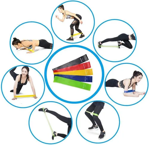 Vista 4 de Bandas de resistencia para fitness, juego de 3/5 bandas de ejercicio para mujeres, hombres, piernas, glúteos, brazos, hombros, entrenamiento