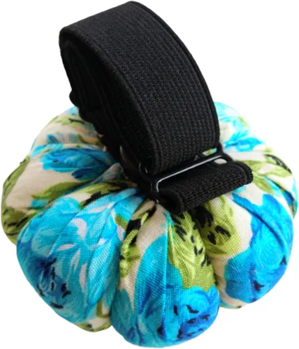 Vista 5 de CUSHYSTORE Alfiler de muñeca, cojín de aguja con flor floral con correa elástica ajustable para coser todas las muñecas, 3 pulgadas de largo x 3