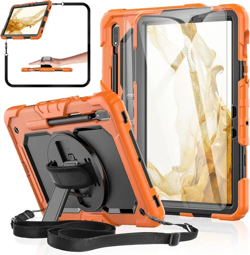 Vista 22 de Funda para Samsung Galaxy Tab S8/S7 de 11 pulgadas 5G Funda para Tableta 2022/2020, [con Protector de Pantalla de Vidrio Templado], Soporte