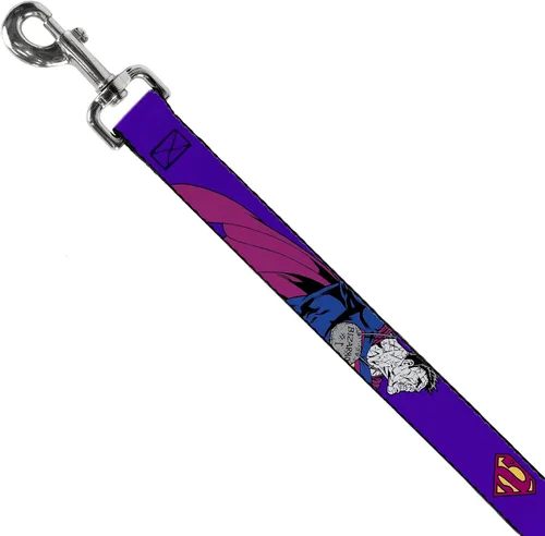Vista 2 de Buckle-Down Correa para mascotas - Superman Shield Blue - 4 pies de largo - 1" de ancho