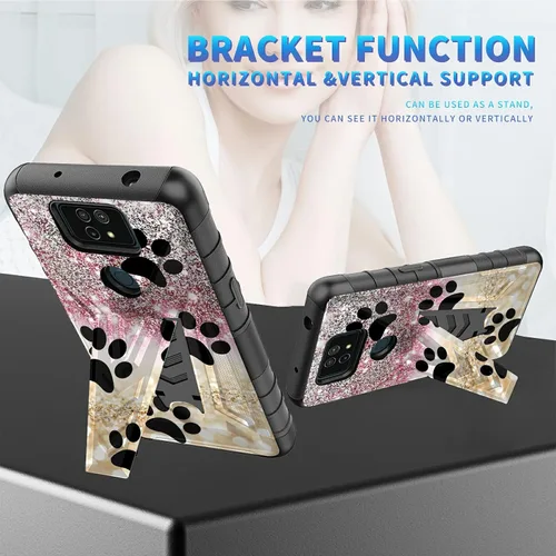 Vista 64 de Funda para AT&T Maestro Max 2021/Cricket Ovation 2 con protector de pantalla de vidrio templado, funda resistente con función atril integrada