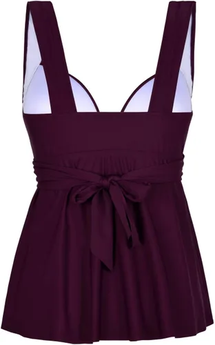 Vista 4 de Hilor Traje de baño tankini para mujer, parte superior de natación con nudo frontal envolvente push up