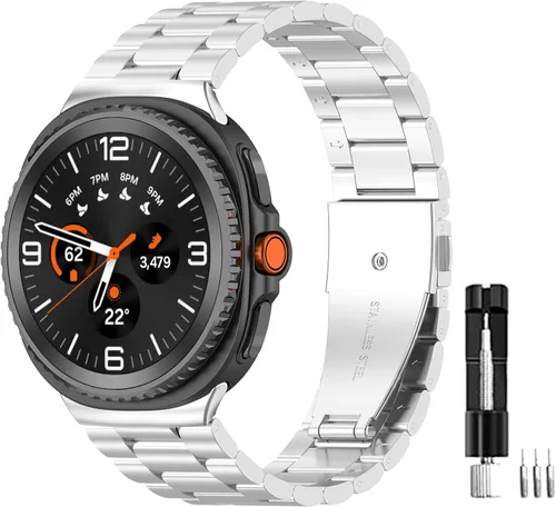 Vista 5 de Metal Bands Compatible for Samsung Galaxy Watch 8, Galaxy Watch 8 Classic Smartwatch for Women & Men, Solid Stainless Steel Adjustable Strap