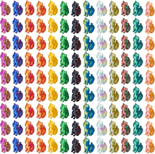 Vista 2 de 100 piezas de mini animales impresos en 3D figuras de plástico de animales pequeños en miniatura, figuras de gato pequeño a granel para micro hadas