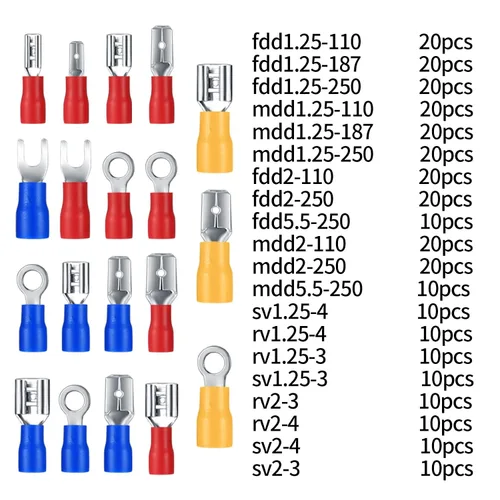 Vista 2 de 300 conectores eléctricos, conectores eléctricos de cable de alambre aislado, anillo de horquilla, desconexión rápida, terminales de crimpado