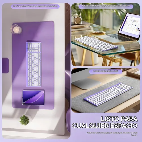 Vista 8 de iClever Teclado Bluetooth BK10 Escritura silenciosa Multidispositivo USB-C Recargable - Teclado inalámbrico delgado para Mac Windows iPad Office