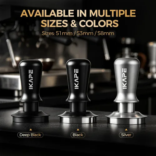 Vista 8 de IKAPE Manipulador de espresso de 39.25 mm, manipulador de café barista premium negro con resorte calibrado, manipulador de acero inoxidable 100%