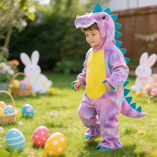 Vista 2 de Disfraz de dinosaurio T-Rex para niños, disfraz de dinosaurio con capucha