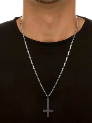 Vista 2 de Long tiantian Collar de cruz occidental para hombre, collares de cruz plateadadorada para mujeres y hombres, collares de cruz en capas cruzadas