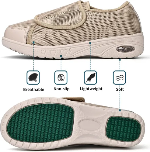 Vista 6 de Zapatos para diabéticos para mujer, fáciles de poner con ajuste ligero para edema, fascitis plantar, juanetes, artritis, neuropatía, ancho amplio