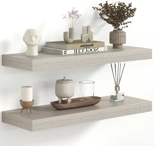 Vista 15 de Fun Memories Estantes flotantes – Estante de pared de 9.3 pulgadas de profundidad para decoración y almacenamiento – Estantería de exhibición