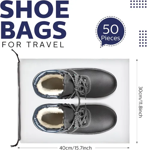Vista 2 de 50 bolsas transparentes para zapatos de viaje, grandes bolsas transparentes con cordón, bolsa de almacenamiento de zapatos, bolsa organizadora