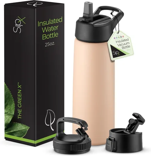Vista 20 de SIPX™ Botella de Agua Aislada de 18 oz con 3 Tapas – Acero Inoxidable a Prueba de Fugas, Triple Aislamiento – Frío 24 Horas/Caliente 12 Horas