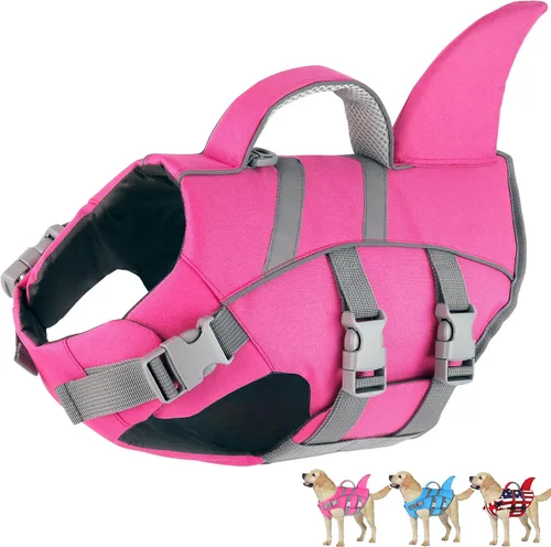 Vista 10 de Dogcheer Chaleco salvavidas para perro, tiburón, chaleco salvavidas reflectante para nadar en barco, chaleco de natación ajustable para cachorros