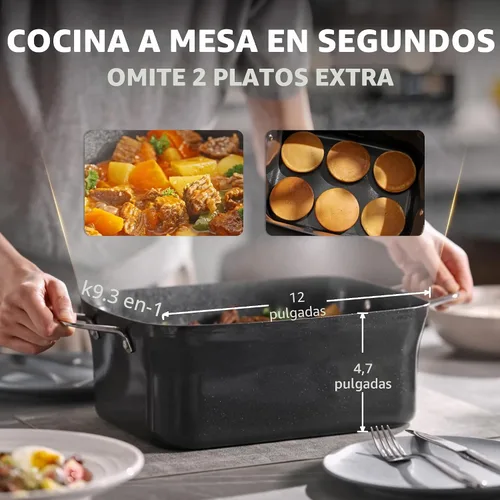 Vista 3 de Olla de cocción lenta de 7 cuartos de galón Revestimiento de cerámica programable sin PFOA, vaporizador, salteado, función de calentamiento
