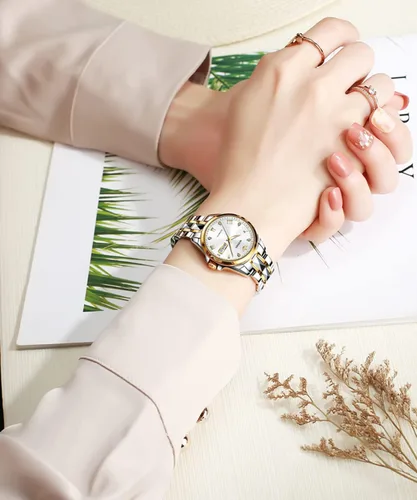 Vista 5 de OUPINKE Reloj automático para mujer, mecánico, cuerda automática, clásico de lujo