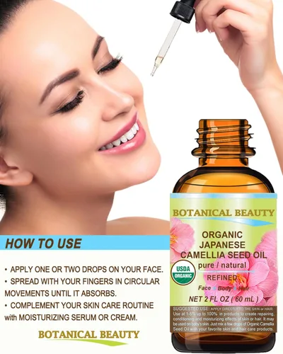 Vista 5 de Aceite orgánico japonés de semilla de camelia. Aceite emulsionante 100 % puro, natural, no diluido, refinado, prensado en frío. Antioxidante