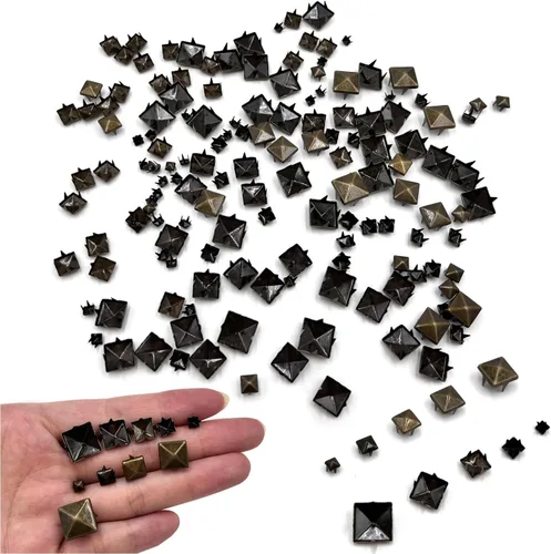 Vista 11 de Honigo 120 piezas Tachuelas Redondas con Cúpula Metálicas Remaches de Color Mixto Latón Sólido 4/6/8mm 4 Puntas Picos Clavos para Artesanía de Cuero