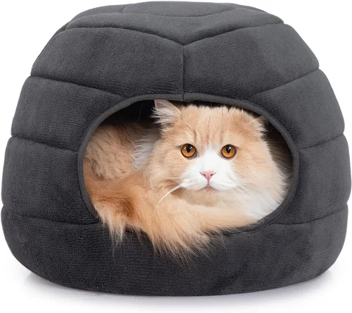 Vista 10 de Hollypet Cueva de cama para gatos de interior para mascotas de hasta 20 Cueva Arqueada Gris Oscuro