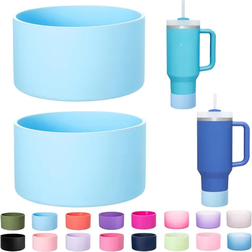 Vista 25 de Paquete de 2 botas de silicona para Stanley Cup de 30 oz y 40 onzas, protector inferior antideslizante y reductor de ruido, cubierta base de vaso