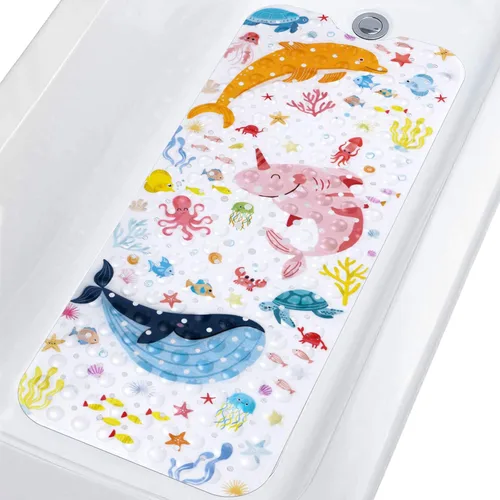 Vista 14 de Topotdor Alfombra de Baño para Bebé para Bañera para Niños, 40 X 16 Pulgadas Extra Larga Alfombra de Bañera para Niños Pequeños Antideslizante