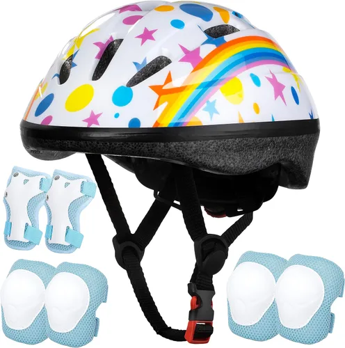 Vista 10 de Lamsion - Casco para niños ajustable para niños de 3 a 8 años, niños y niñas, casco para niños pequeños con juego de equipo deportivo de protección