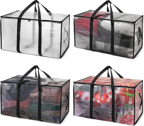 Vista 17 de ClearSpace Bolsas de mudanza o bolsa de almacenamiento de gran tamaño – Cajas grandes para mudanzas con correas de mochila, cremalleras y asas