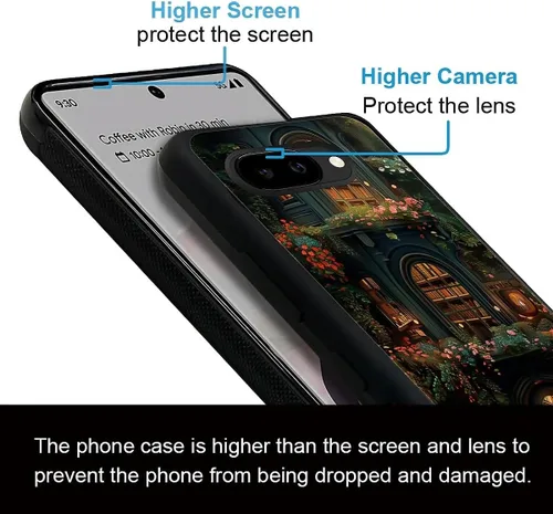 Vista 1414 de Compatible con Google Pixel 4A 5G Mobile Case Creative Acrylic Panel trasero Silicona Protección Grip especialmente diseñado para Google Pixel 4A 5G
