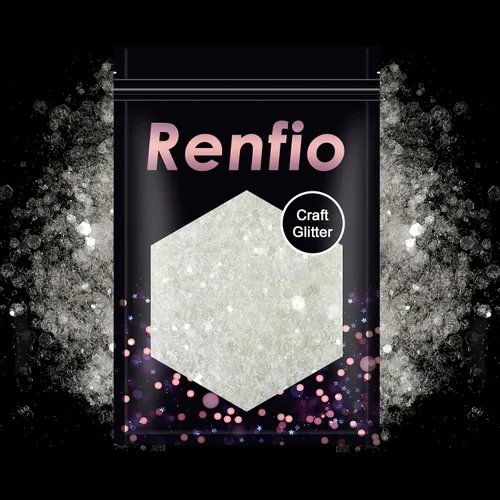Vista 10 de Renfio Purpurina gruesa negra, 100 g (3.5 oz) mezcla de polvo fino brillante con lentejuelas iridiscentes para el rostro, purpurina para Halloween