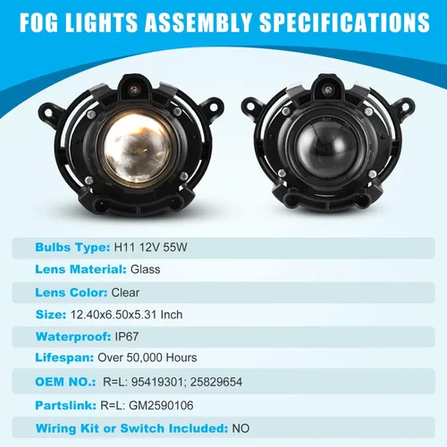 Vista 6 de CPW Luces antiniebla compatibles con Cadillac CTS 2008-2014 Premium 2008-2012 Chevy Malibu 2007-2009 Saturn Aura 2013-2016 Buick Encore Proyector