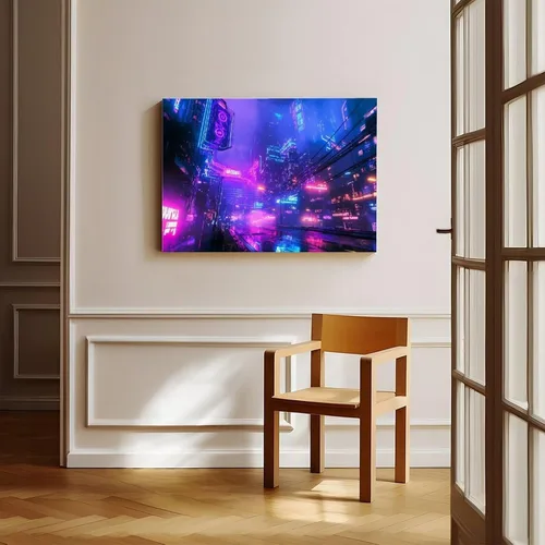 Vista 8 de ZMLIS Cyberpunk Urban Subculture Wall Art – Futuristic Neon City Poster – Edgy Retro-Futuristic Home Decor Canvas Wall Art Print Poster For Home