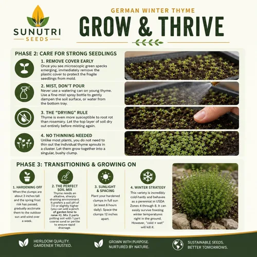 Vista 8 de Semillas de tomillo alemán de invierno para plantar, semillas de hierbas perennes resistentes al frío, tomillo culinario sin OMG para jardines