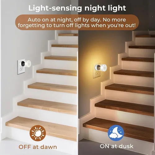 Vista 3 de TSEXES Paquete de 2 luces LED nocturnas enchufables a la pared, temperatura de color ajustable de 3000 K/4000 K/5000 K, control táctil, luz nocturna