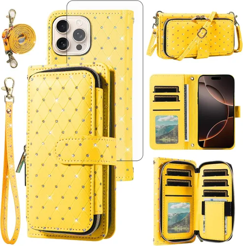 Vista 67 de Funda para teléfono iPhone 6 6S con cremallera y protector de pantalla con protector de pantalla, correa de cordón cruzado, ranura para iPhone 6 Six