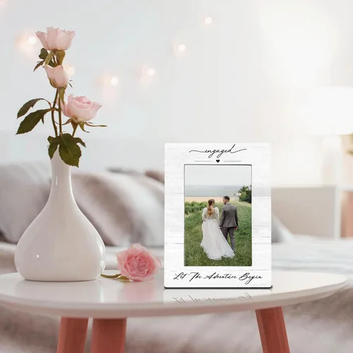 Vista 5 de Marco de fotos de compromiso para parejas recién casadas de 4 x 6, regalos de compromiso para parejas, regalo de recién casados, regalos de boda