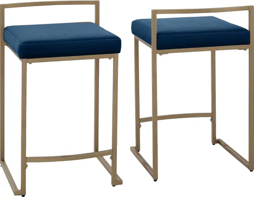 Vista 10 de Crosley Furniture Harlowe - Juego de 2 taburetes de bar tapizados con altura de mostrador, cocina y comedor, crema y dorado