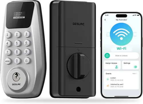 Vista 11 de DESLOC Cerradura inteligente de la vena de palma, cerrojo recargable del Negro mate