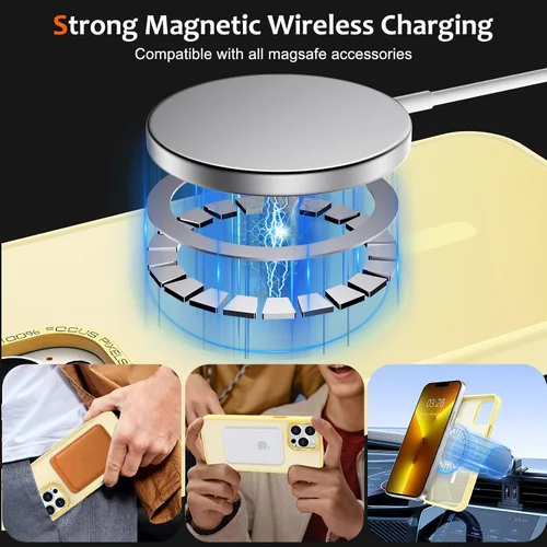 Vista 763 de Anuck - Funda magnética para iPhone 11 compatible con MagSafe, carcasa trasera mate translúcida dura, borde de TPU, delgada, resistente a impactos