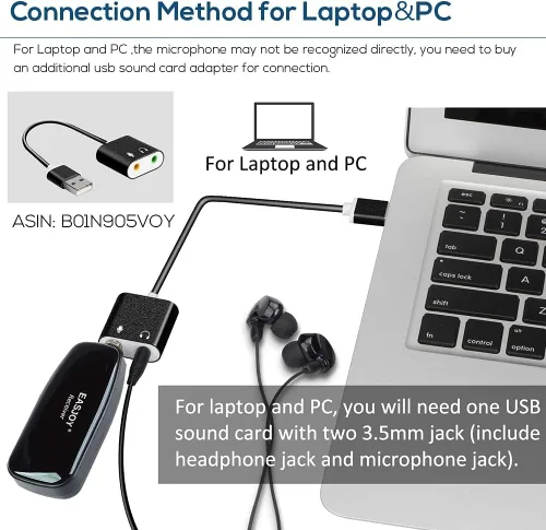 Vista 6 de Auriculares de micrófono inalámbrico, transmisor UHF recargable y sistema de micrófonos receptores, micrófono 2 en 1 para amplificador de voz