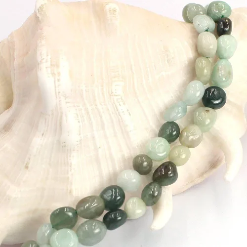 Vista 3 de Joyería artesanal natural de 0.236 x 0.315 in, forma libre, pepita, Birmania, una jadeíta, jade, piedras preciosas espaciadoras, cuentas sueltas