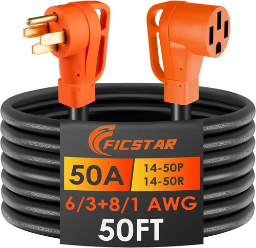 Vista 12 de Cable de extensión RV de 30 pies y 50 amperios para exteriores