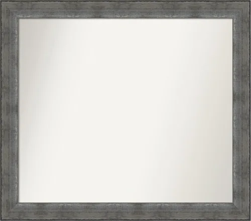 Vista 443 de Amanti Art Espejo de baño plateado para sobre el fregadero, 24 x 24 pulgadas, espejo cuadrado de peltre forjado a medida, marco de madera casual