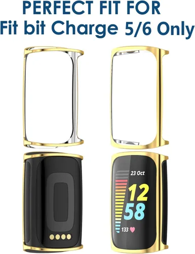 Vista 3 de Simpeak Paquete de 5 fundas protectoras de pantalla suaves compatibles con reloj inteligente Fitbit Charge 6 Charge 5, protección completa, rosa