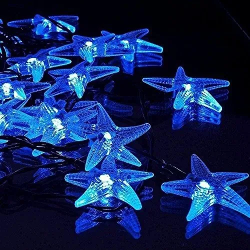 Vista 3 de Luces solares de estrella de mar, impermeables, de 15.7 pies, 20 luces LED de noche con estrellas de mar y océano, mar, mundo, luces de noche