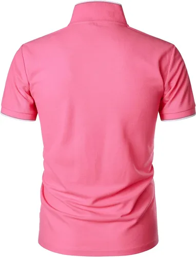 Vista 3 de HOOD CREW Polo para hombre, diseño básico, informal, con cuello en V