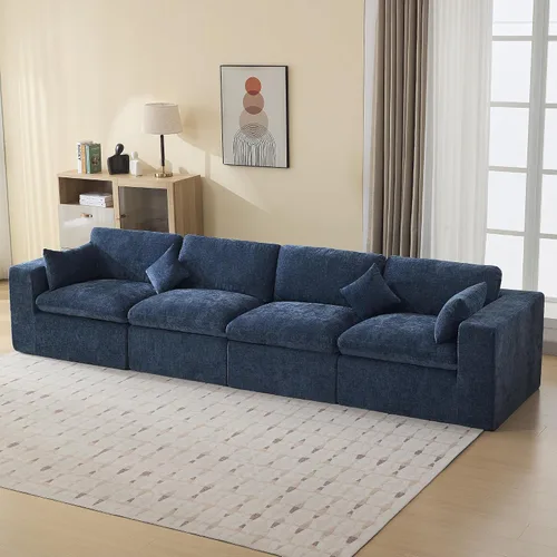 Vista 50 de WUTUTUEE Otomana Cloud de 33.5 pulgadas para sofá modular, cómodo reposapiés tapizado de felpilla con espuma viscoelástica, embalaje totalmente
