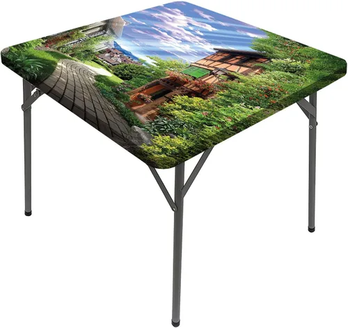 Vista 24 de Mantel cuadrado para mesa de paisaje, majestuosa escena matutina brumosa Triglav National Elástico, se adapta a mesas de 24 x 24 pulgadas