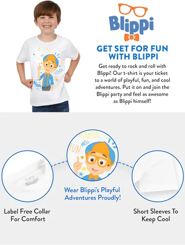 Vista 5 de Blippi Camiseta Camisas para niños Camiseta 100% algodón Tallas 2T-8