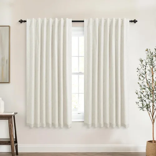 Vista 79 de KOUFALL - Cortinas de medio estilo francés de lino para ventana, juego de 2 cortinas cortas de 40 pulgadas de longitud, para privacidad, cortinas